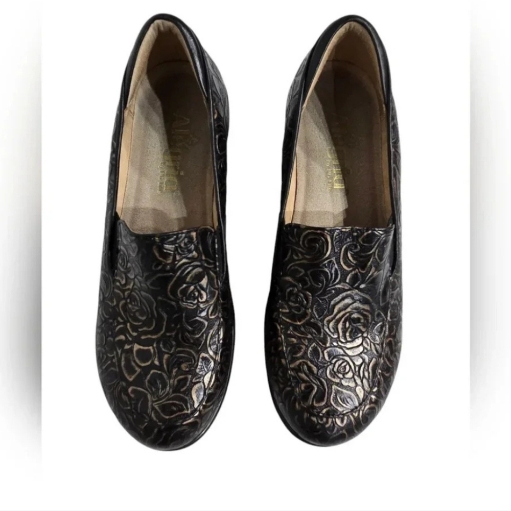 Alegria Emm 548 Black Bronze Bouquet Mule Loafers 6.5